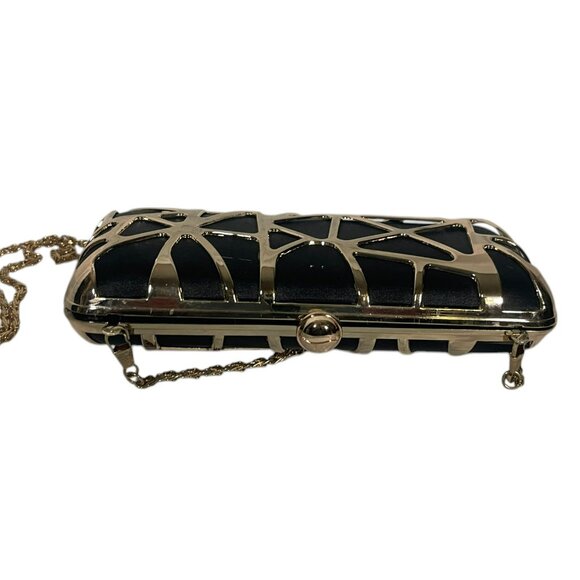 Sephora Black/Goldtone Evening Purse Chain Clutch - Picture 6 of 7